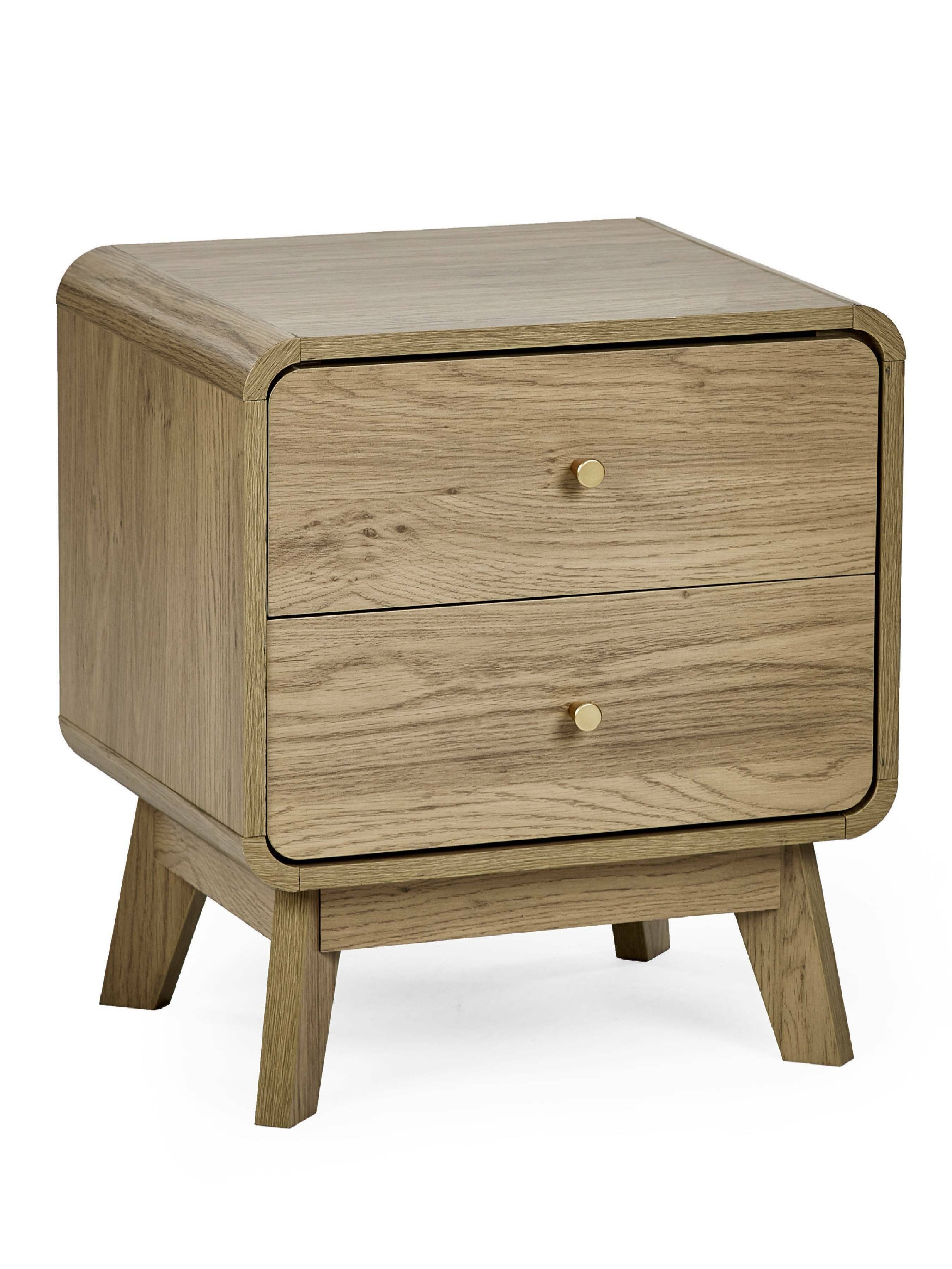 Boswell Oak Wood Bedside Table | 2 Drawers